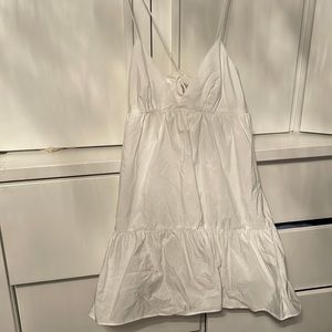 Zara Pleated Tiered Dress in White Never Worn